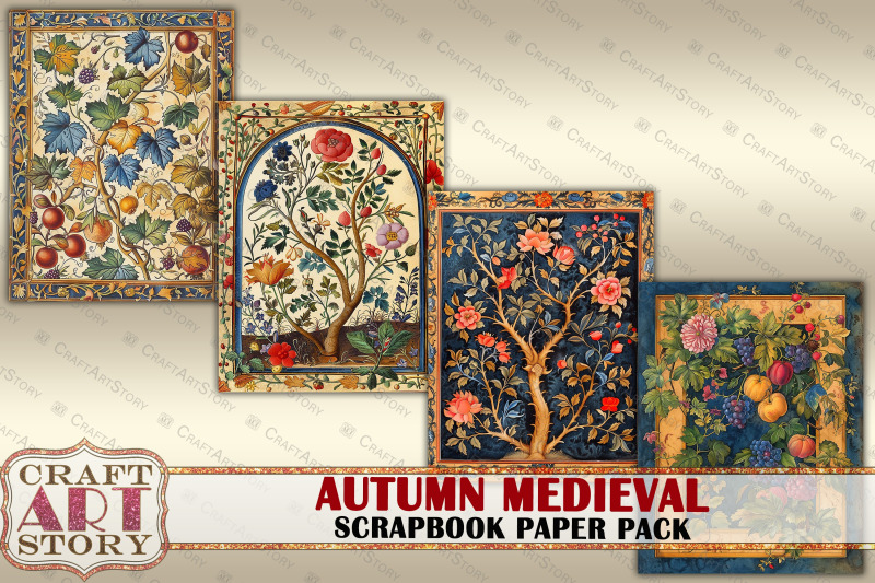 autumn-medieval-illuminated-journal-pages-border-scrapbook