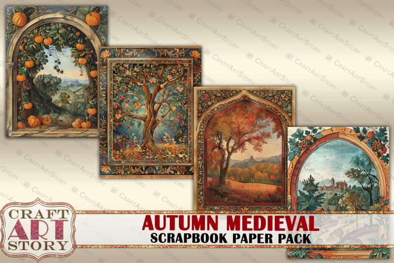 autumn-medieval-illuminated-journal-pages-border-scrapbook