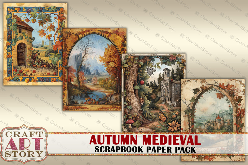 autumn-medieval-illuminated-journal-pages-border-scrapbook