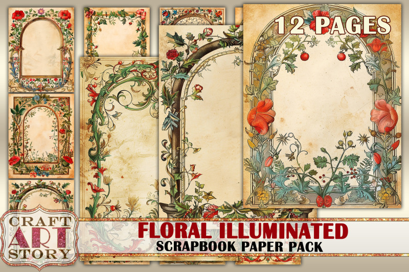 floral-illuminated-frame-journal-pages-border-scrapbook