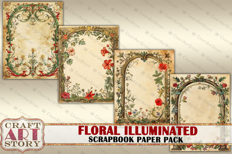 floral-illuminated-frame-journal-pages-border-scrapbook