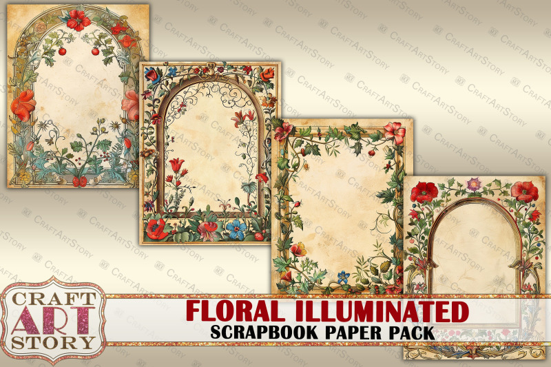 floral-illuminated-frame-journal-pages-border-scrapbook