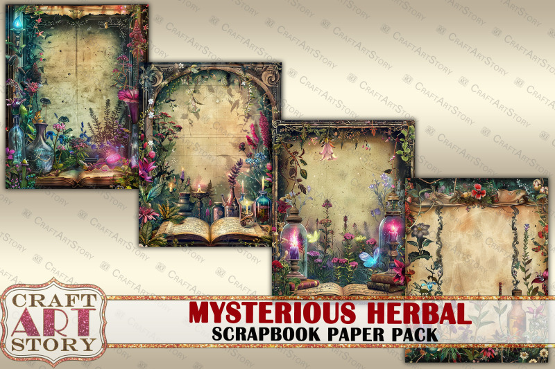 mysterious-herbal-frame-journal-pages-border-scrapbook