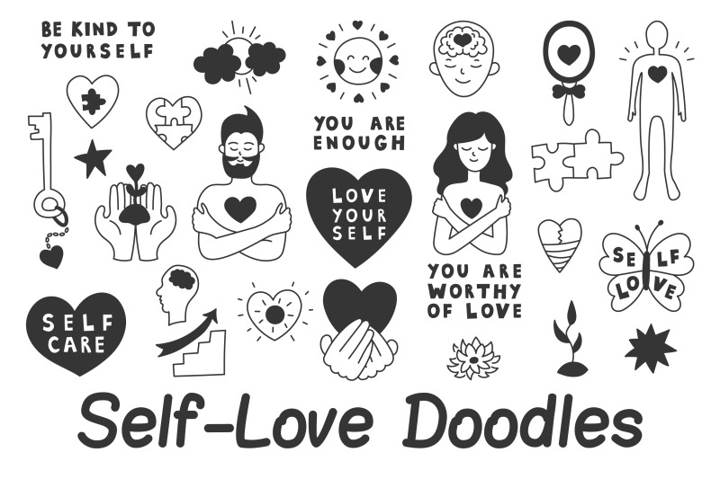 self-love-doodles-png-clipart