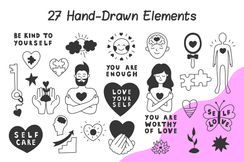 self-love-doodles-png-clipart