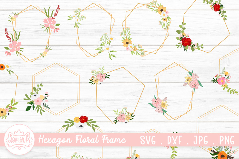 hexagonal-frame-with-flower-arrangement-bundle