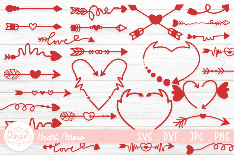 red-heart-arrow-doodle-clipart-bundle