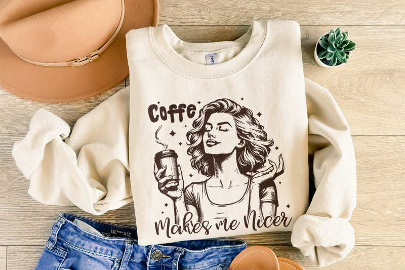 coffee-makes-me-nicer-png-snarky-sarcastic-adult-humor-trendy-womens-retro-tired-pig-funny-tee-girly-shirt-hoodie-relatable