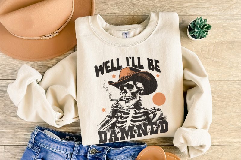 well-i-039-ll-be-damned-png-western-desert-cowboy-outlaw-vintage-style-raise-hell-png-men-039-s-graphic-t-shirt-edgy-shirt-png-country-png