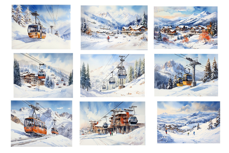 winter-ski-resort-watercolor-clipart