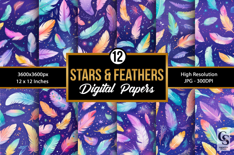 pastel-stars-amp-feathers-pattern-digital-papers