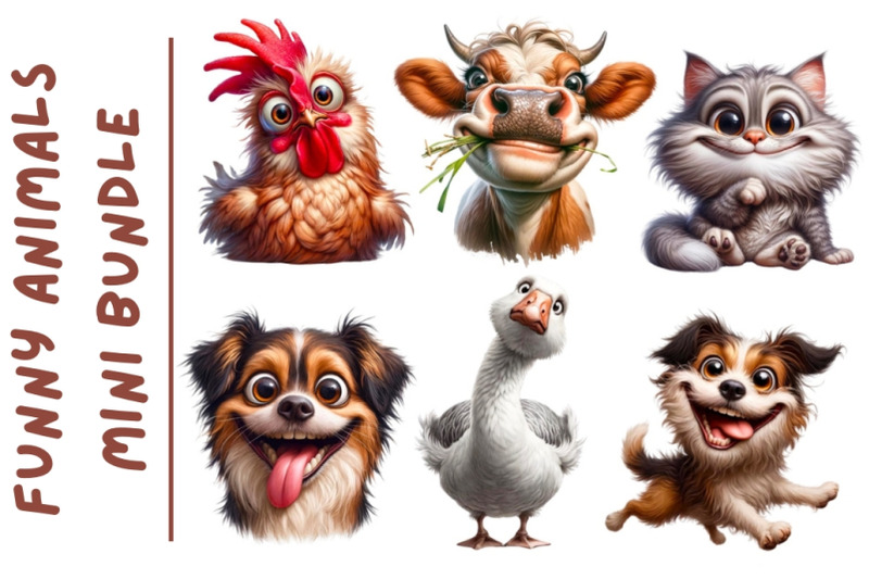 funny-cat-dogs-chicken-cow-goose-for-print-wall-art