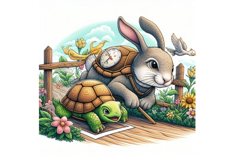 a-rabbit-and-a-turtle-racing-to-the-finish-line