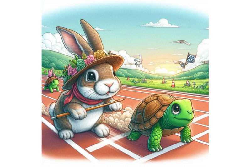 a-rabbit-and-a-turtle-racing-to-the-finish-line