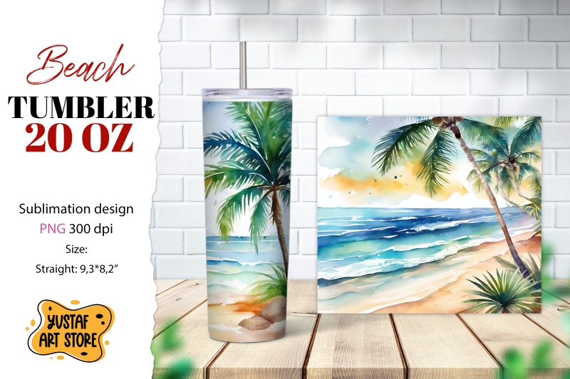 beach-tumbler-wrap-summer-tumbler-sublimation-design