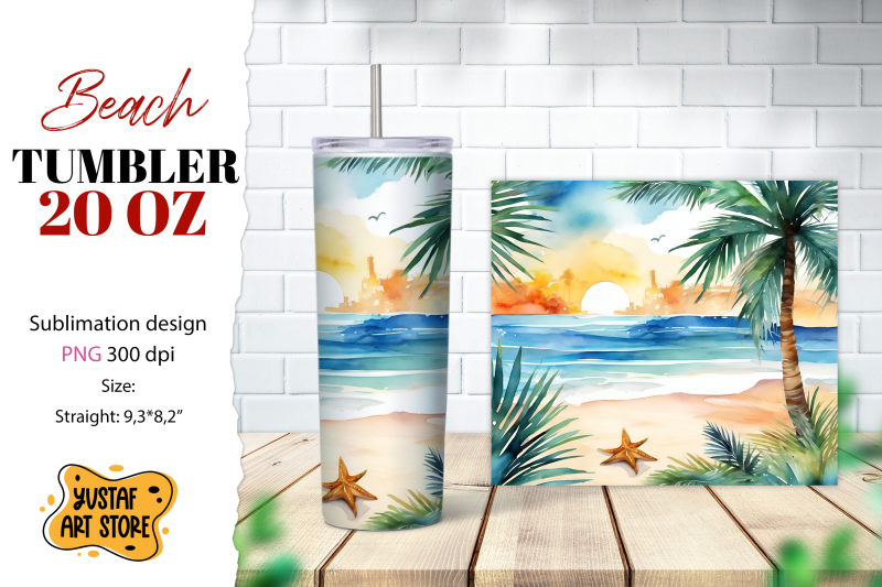 beach-tumbler-wrap-summer-tumbler-sublimation-design