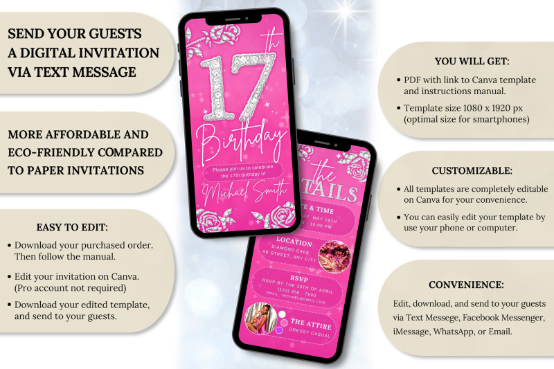 editable-pink-17th-bd-evite-template