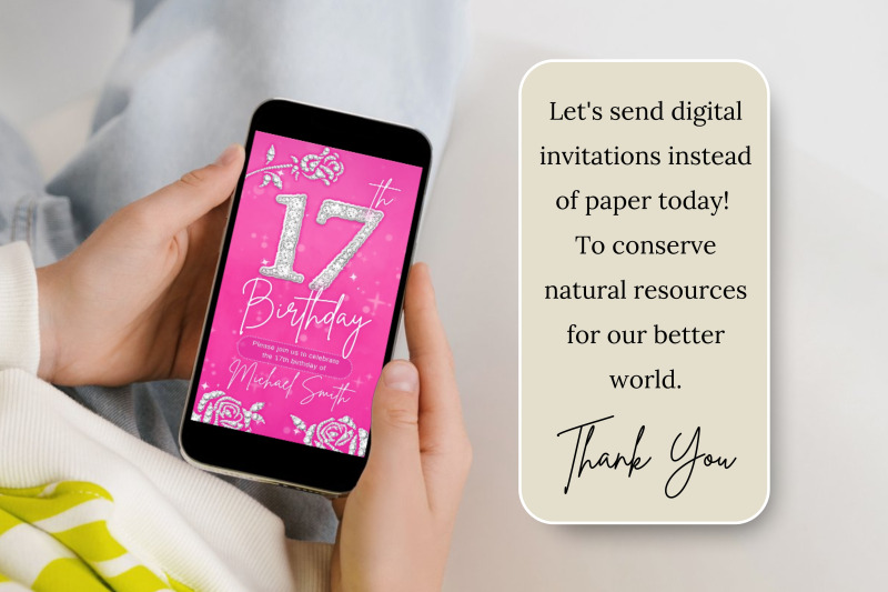 editable-pink-17th-bd-evite-template