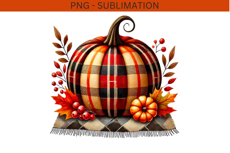 plaid-pumpkin-sublimation-designs-png-for-instant-download-watercolo