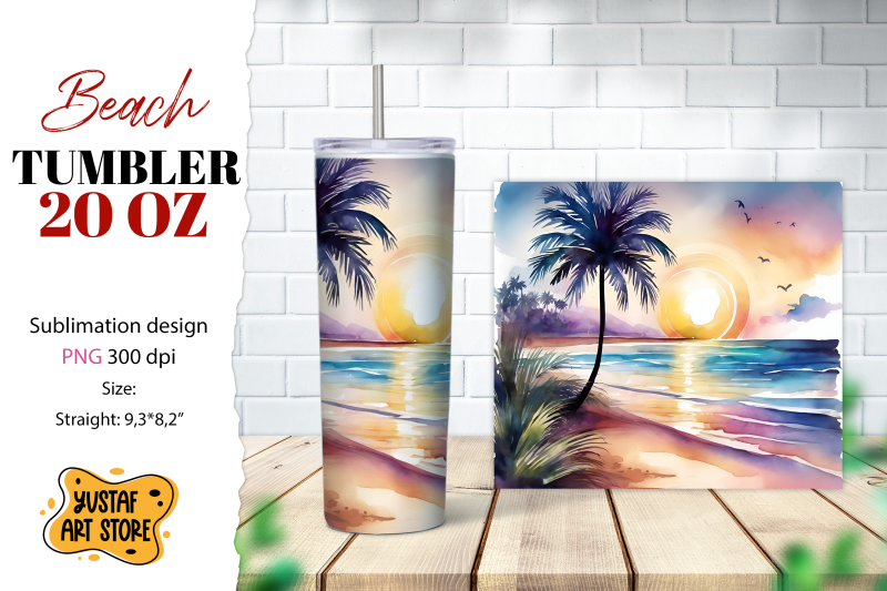 beach-tumbler-wrap-summer-tumbler-sublimation-design