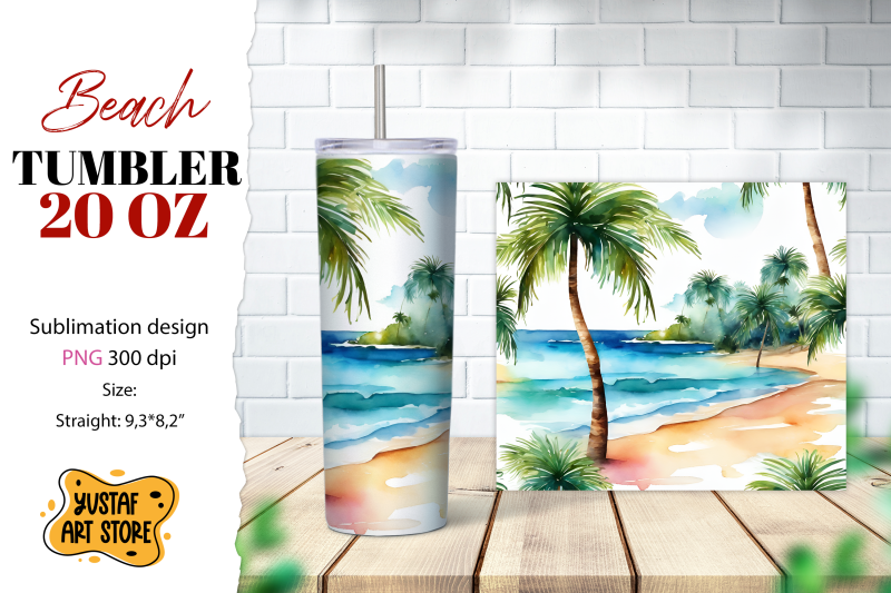 beach-tumbler-wrap-summer-tumbler-sublimation-design