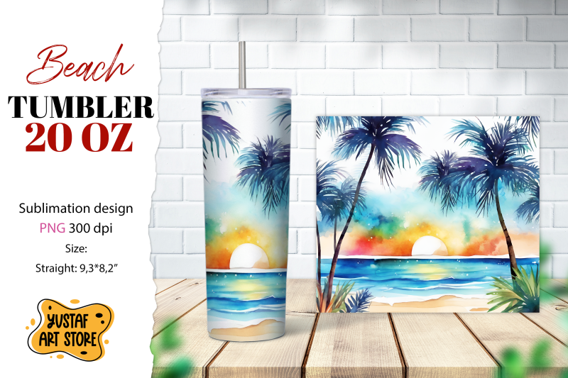 beach-tumbler-wrap-summer-tumbler-sublimation-design