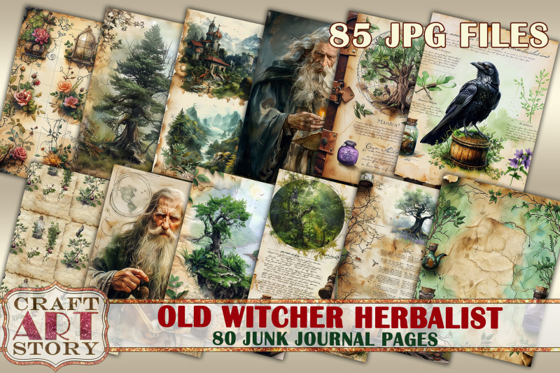 old-witcher-herbalist-junk-journal-pages-scrapbook-paper