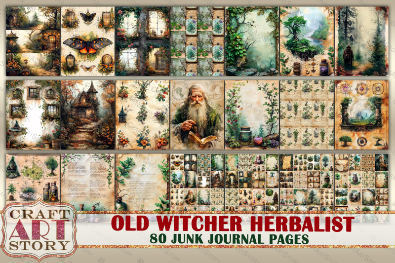 old-witcher-herbalist-junk-journal-pages-scrapbook-paper