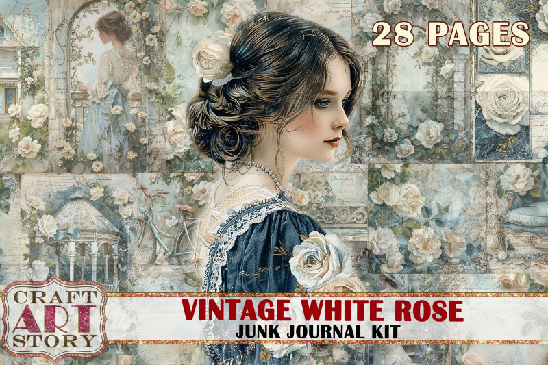 vintage-white-rose-junk-journal-kit-scrapbook-papers