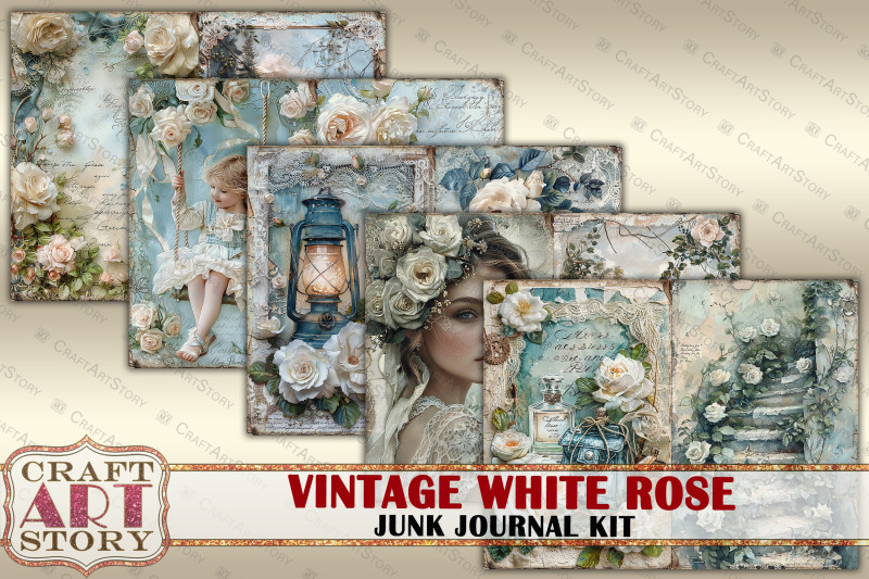 vintage-white-rose-junk-journal-kit-scrapbook-papers