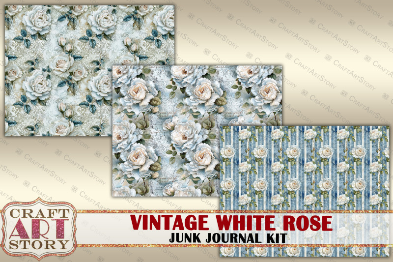 vintage-white-rose-junk-journal-kit-scrapbook-papers