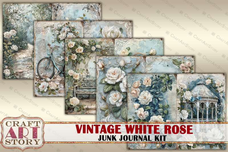 vintage-white-rose-junk-journal-kit-scrapbook-papers