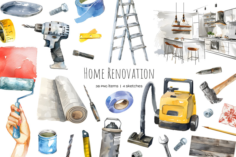 watercolor-apartment-renovation-clipart-repair-of-apartments-set