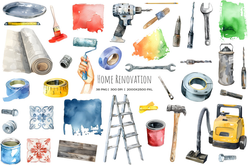 watercolor-apartment-renovation-clipart-repair-of-apartments-set