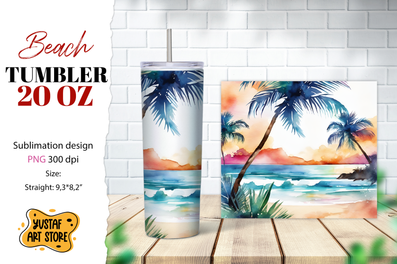 beach-tumbler-wrap-summer-tumbler-sublimation-design