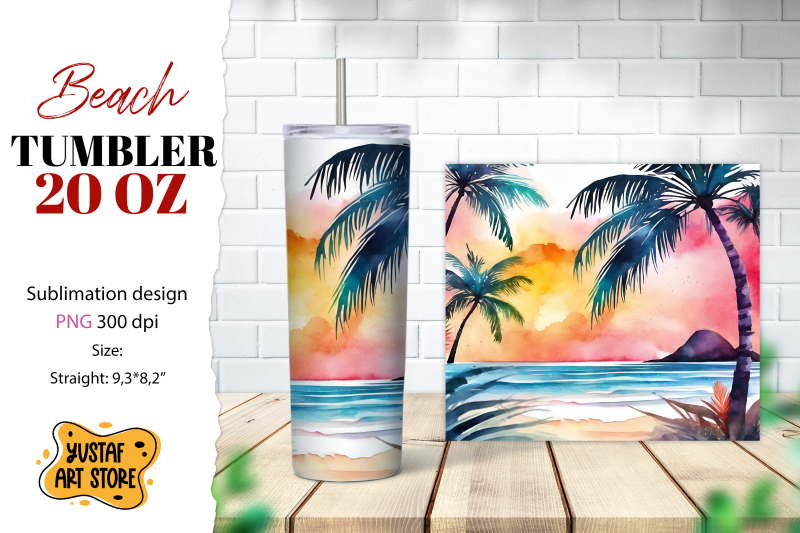 beach-tumbler-wrap-summer-tumbler-sublimation-design