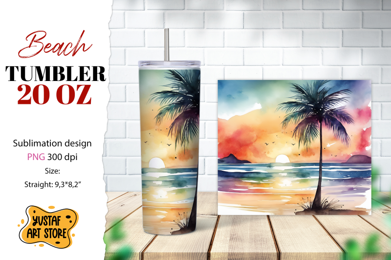 beach-tumbler-wrap-summer-tumbler-sublimation-design