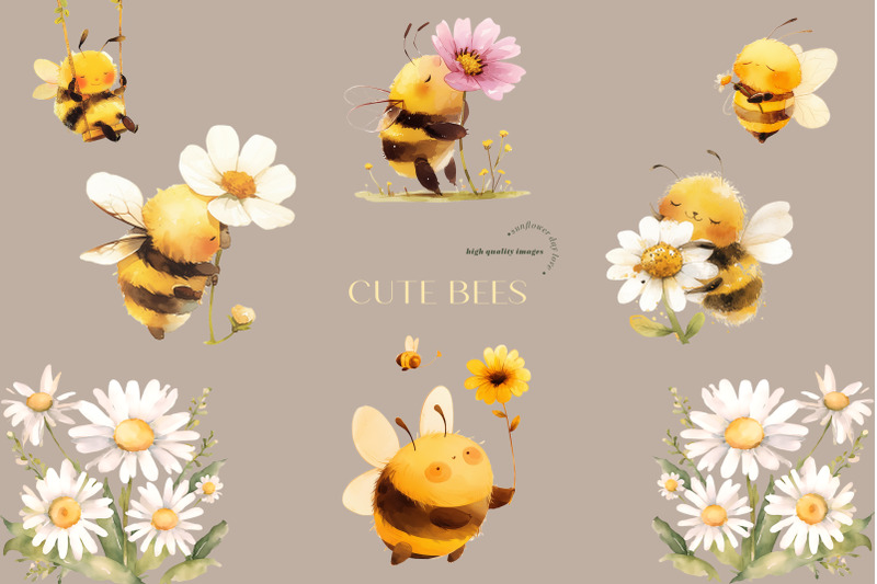 cute-bees-and-daisy-flower-clipart