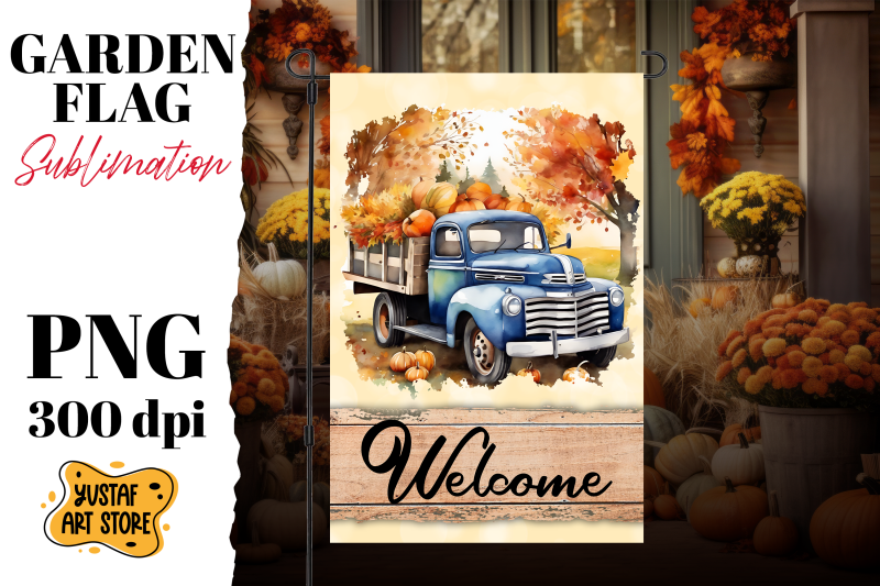 fall-garden-flag-sublimation-fall-truck-sublimation