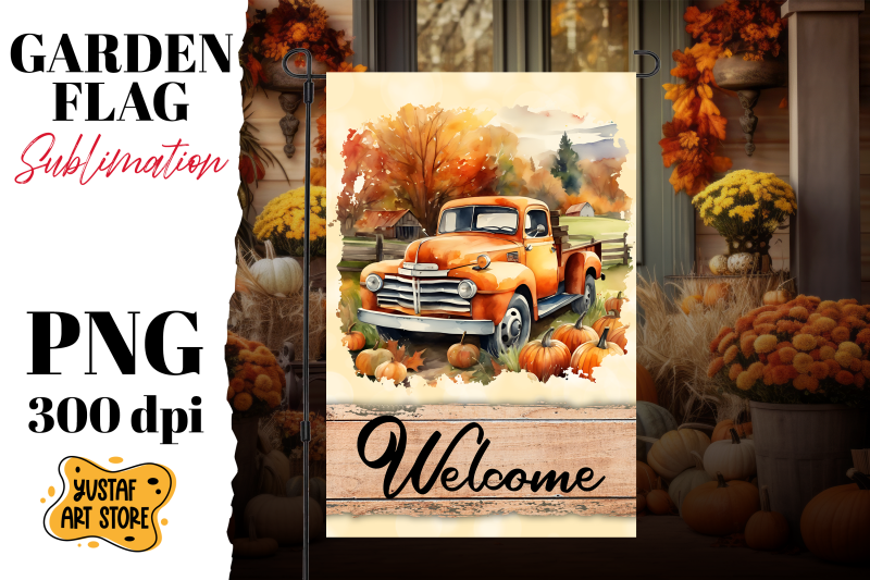 fall-garden-flag-sublimation-fall-truck-sublimation