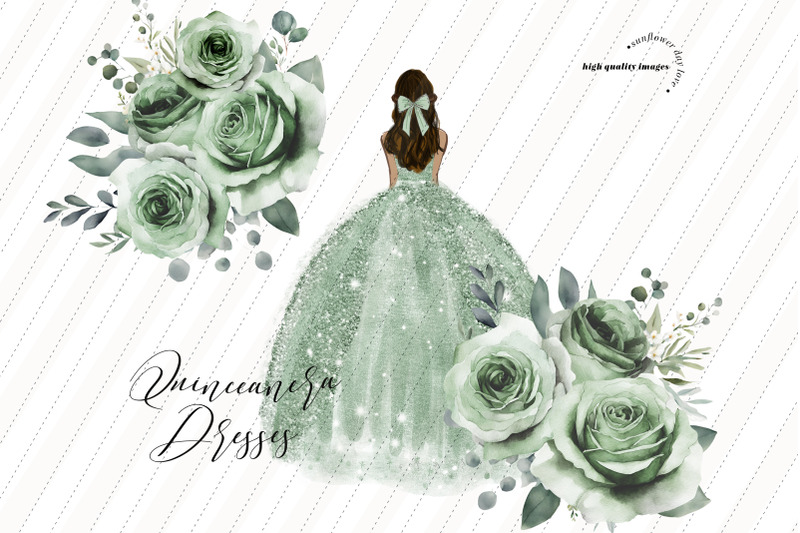 sage-green-african-girl-princess-dresses-clipart