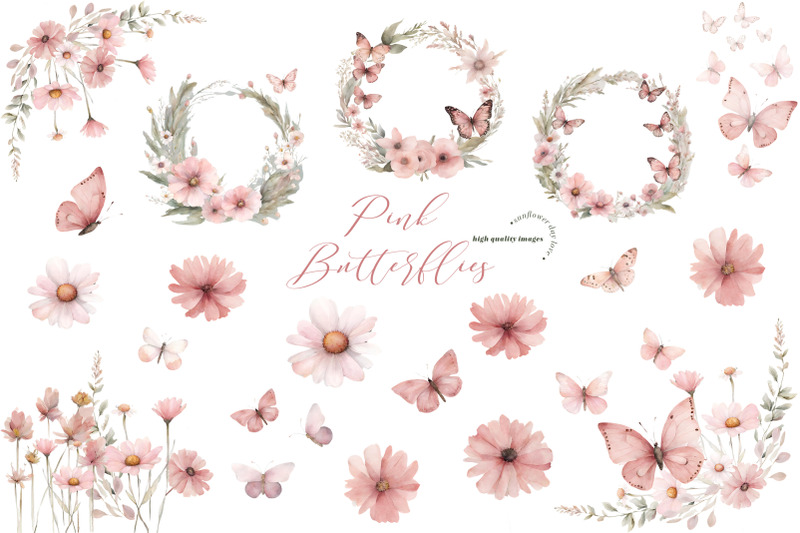 pink-wildflowers-butterflies-clipart