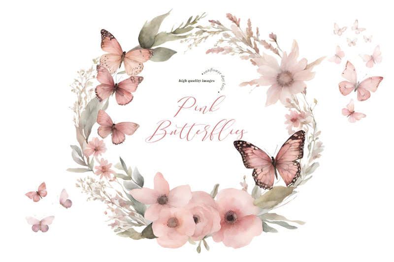 pink-wildflowers-butterflies-clipart