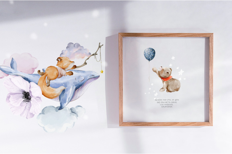 fairy-night-watercolor-sleeping-baby-animals