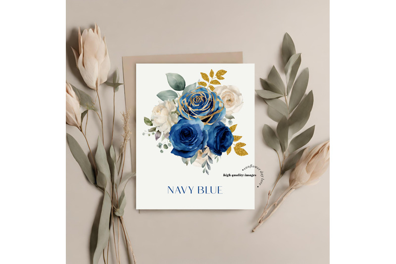 navy-blue-flowers-bouquets-clipart-gold-floral-wedding