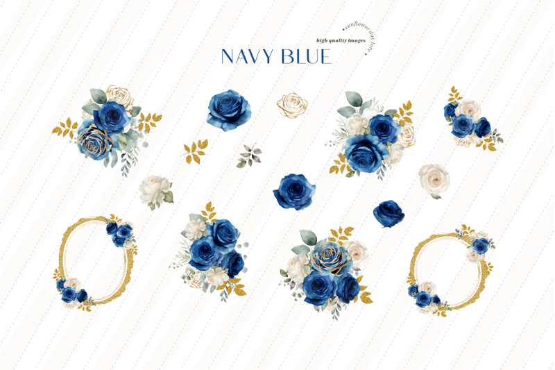 navy-blue-flowers-bouquets-clipart-gold-floral-wedding