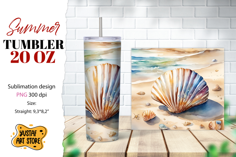 sea-shell-tumbler-wrap-summer-tumbler-sublimation-design