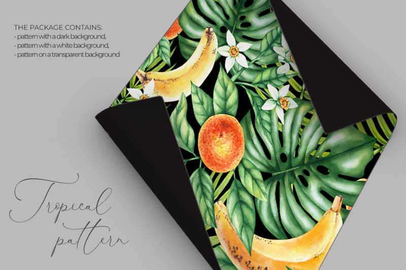 watercolor-tropical-banana-mandarin-pattern