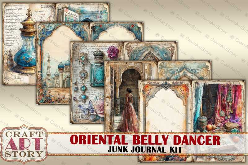 vintage-oriental-belly-dancer-junk-journal-kit-scrapbook