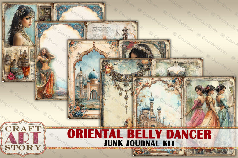 vintage-oriental-belly-dancer-junk-journal-kit-scrapbook